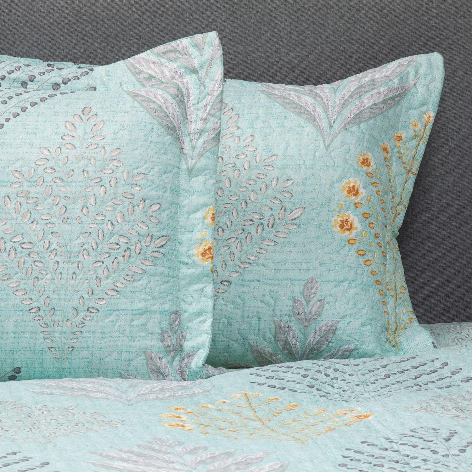 QUILT/CUBRECAMA ESTAMPADO VERDE CLARO 2 PLAZAS-2