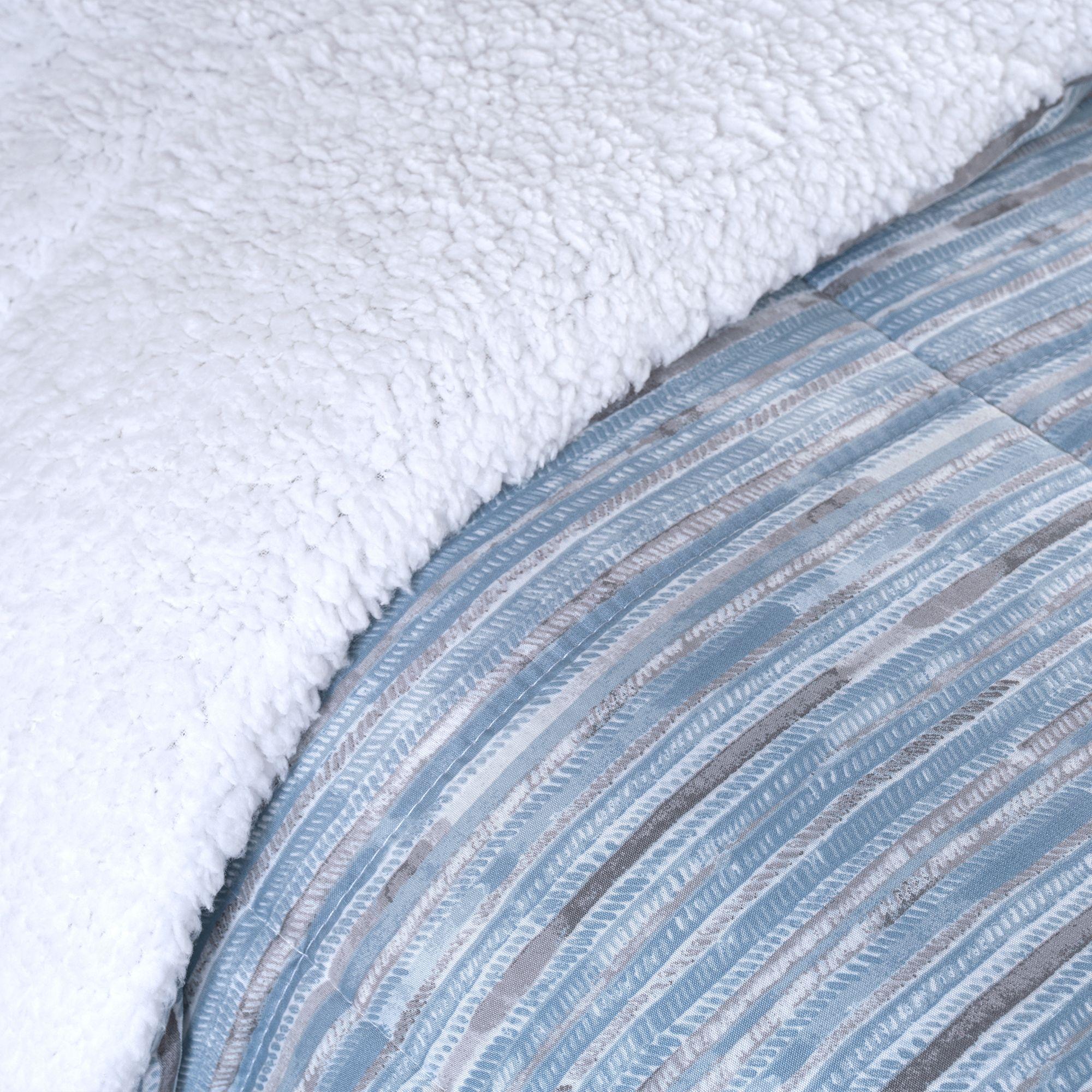 Plumon Estampado con Sherpa Celeste 2 Plazas-2