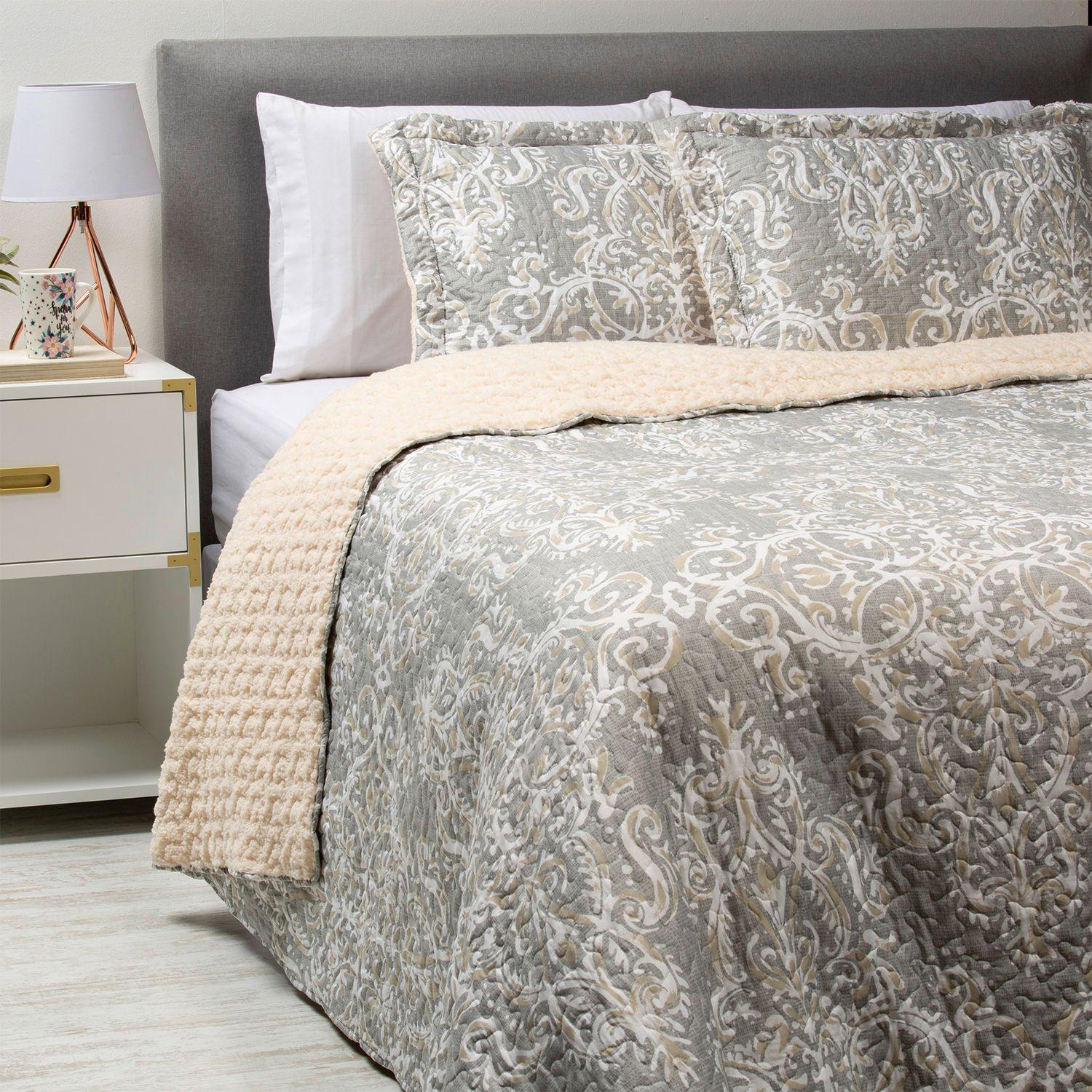 Cubrecama Sherpa Estampado Amarillo-2