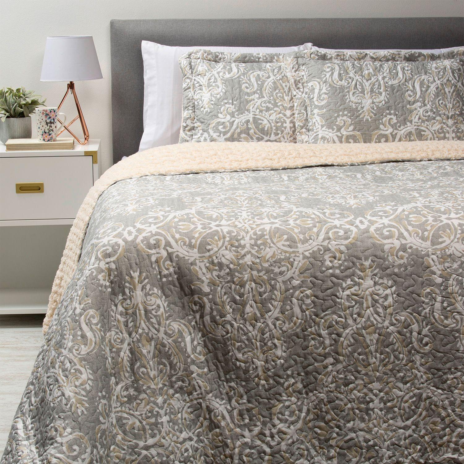 Cubrecama Sherpa Estampado Amarillo-3