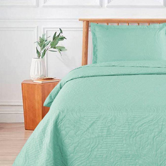 Cubrecama Liso Menta 1 plaza-2