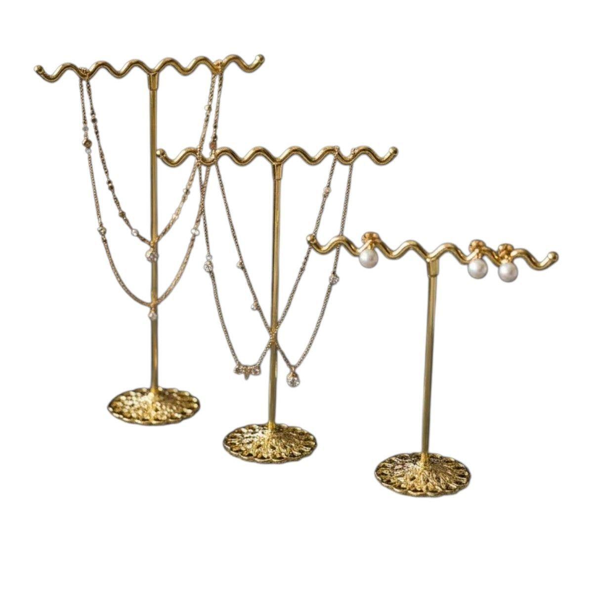 Pack 3 Soportes Dorados Para Exhibici n De Joyas-1
