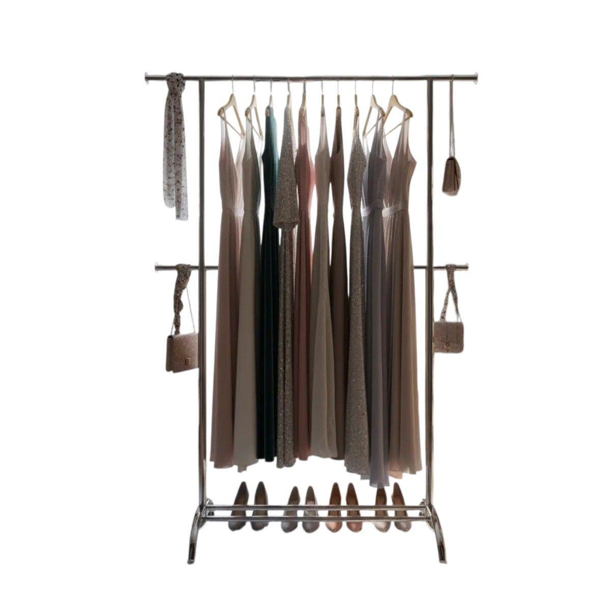 Exhibidor Perchero Doble Cromado Para Ropa-1