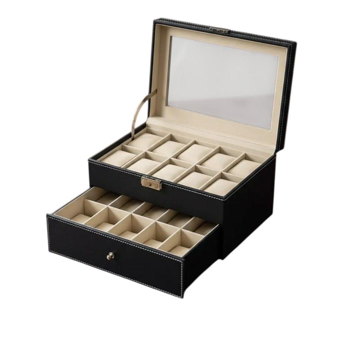 Caja Organizadora De Relojes Y Accesorios De Dos Niveles-0