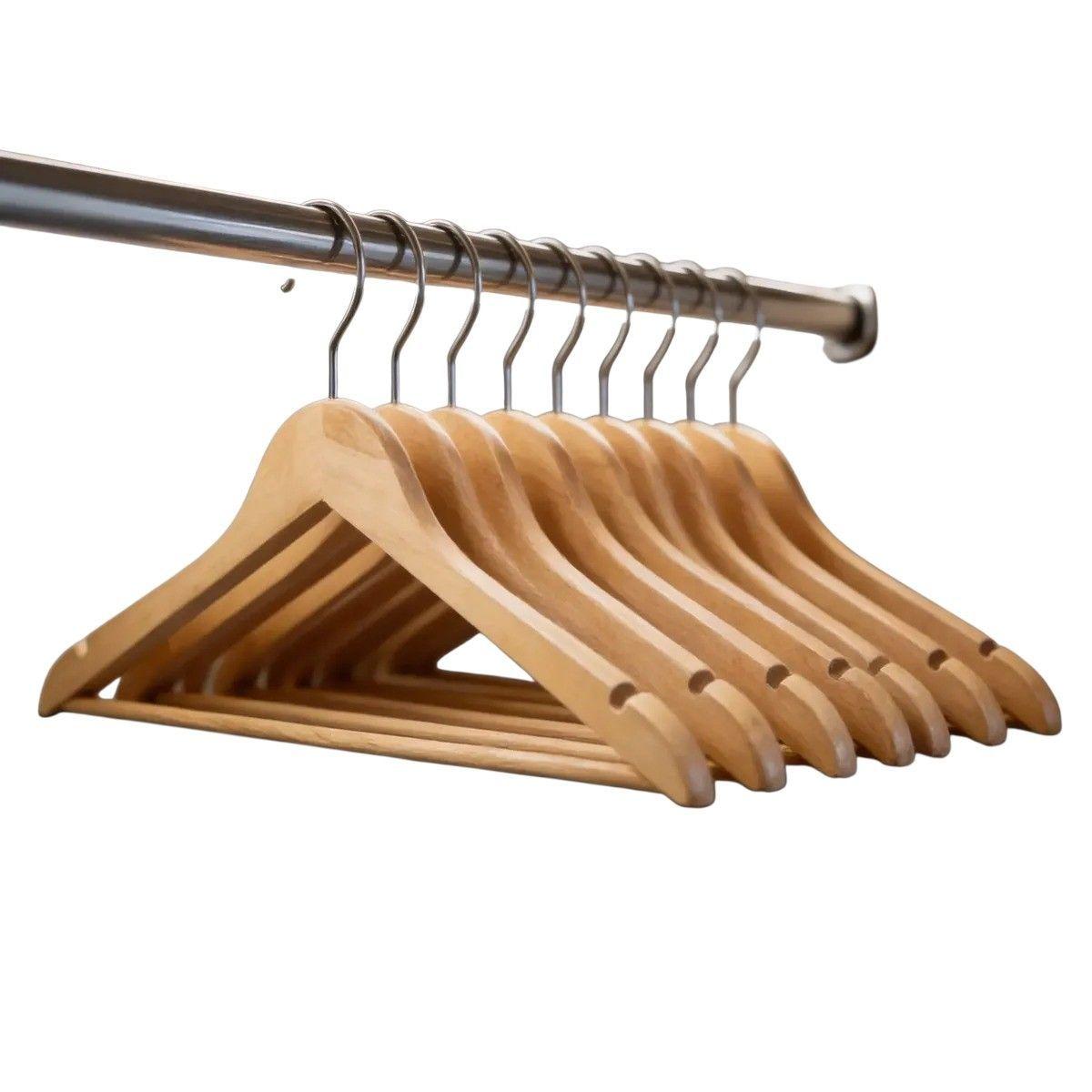Pack 10 Colgadores Premium De Madera-2