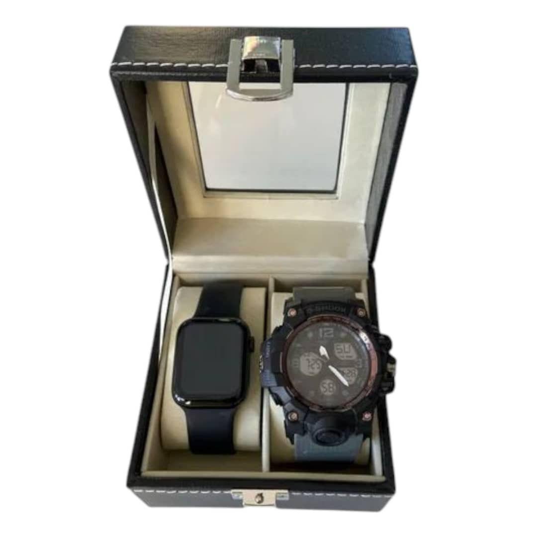 Estuche Doble para Relojes Acabado de Cuero Sintético -2