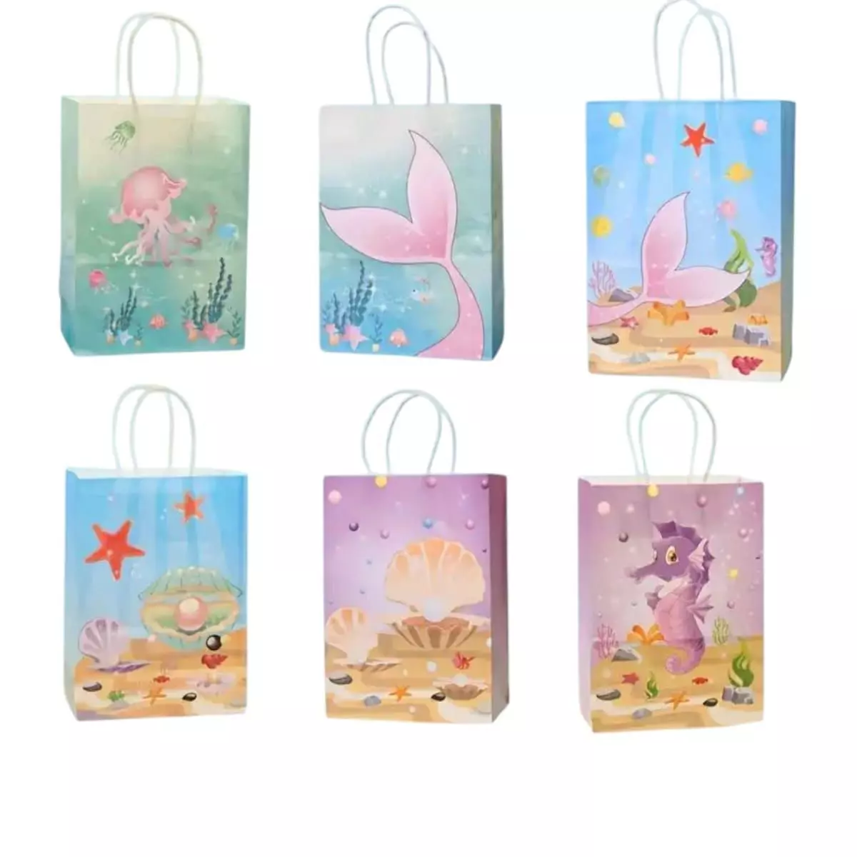 Pack 12 Bolsas de Regalo Pequñas Tematica de Mar 15x11x6cm-2