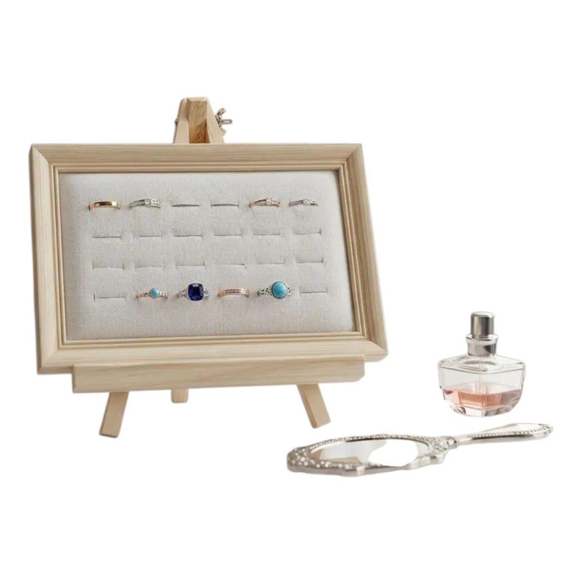 Exhibidor Porta Anillos Con Atril De Madera-1