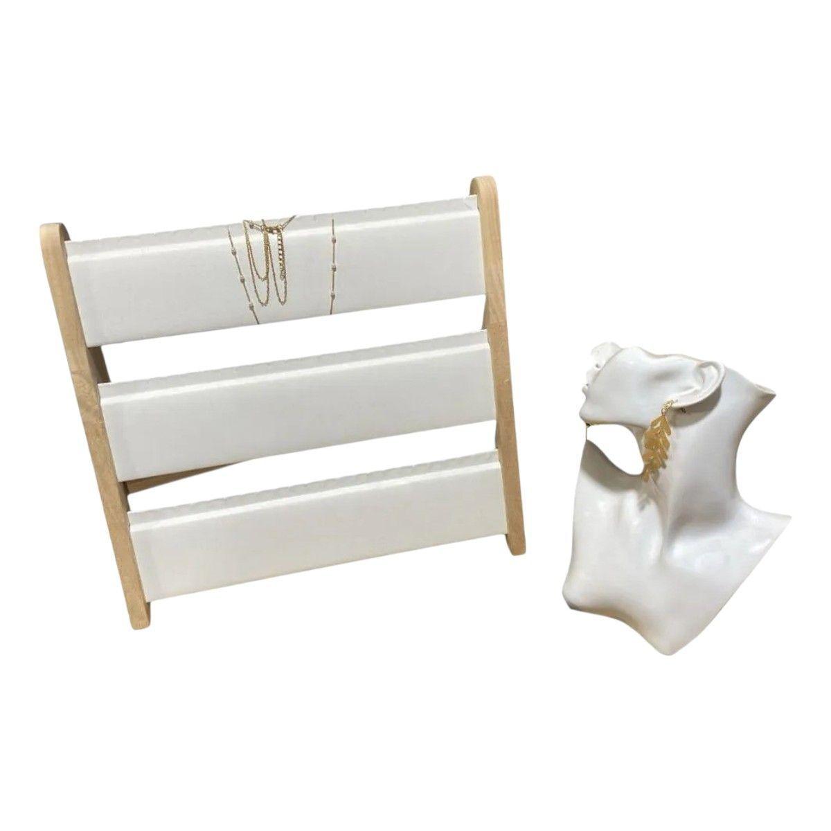Pack 2 Lujosos Exhibidores Blancos Para Joyas-0