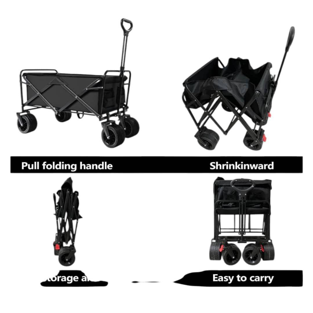 Carrito Plegable de Carga con Manija Extensible y Ruedas Negro -1