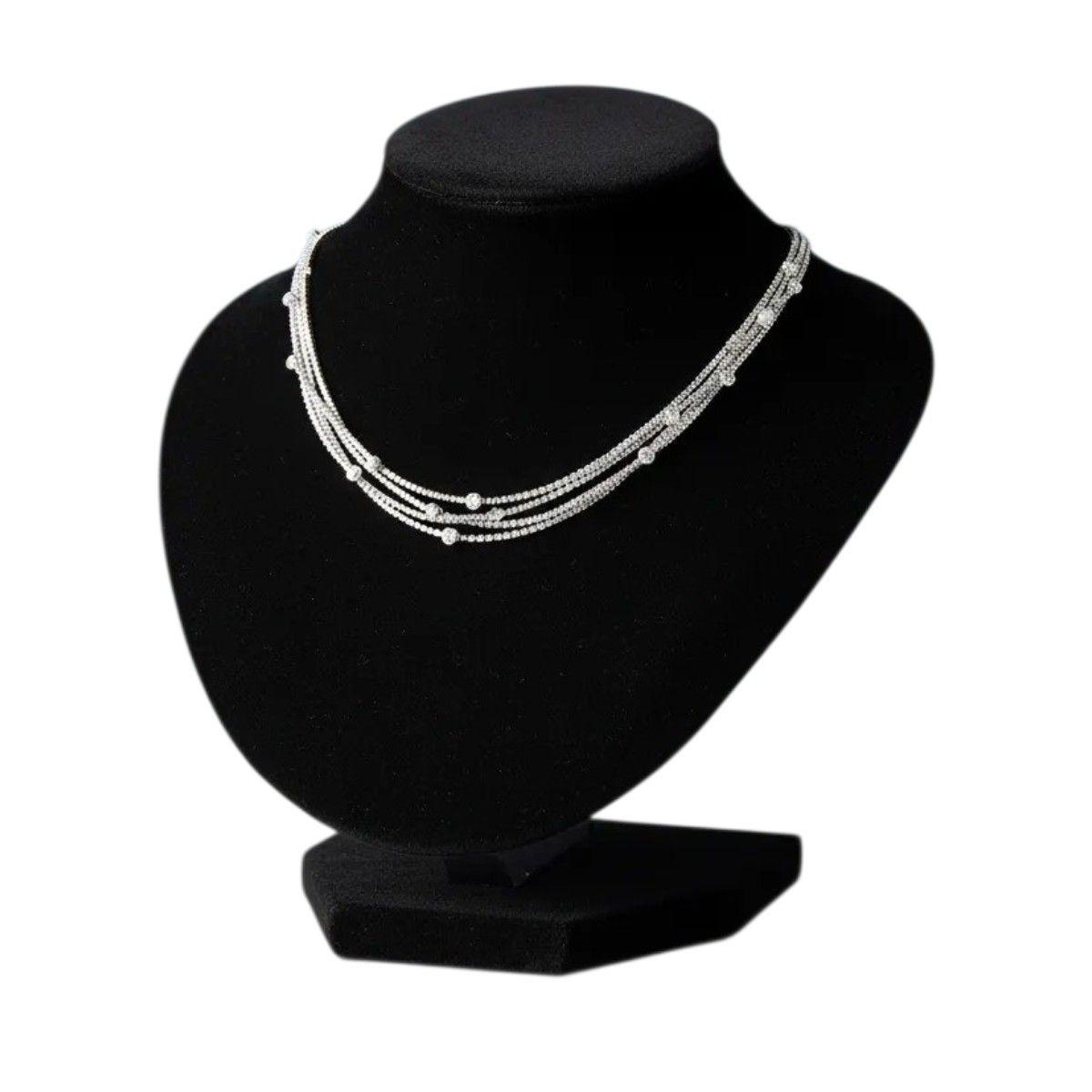 Exhibidor Busto Para Collares De Terciopelo Negro-0