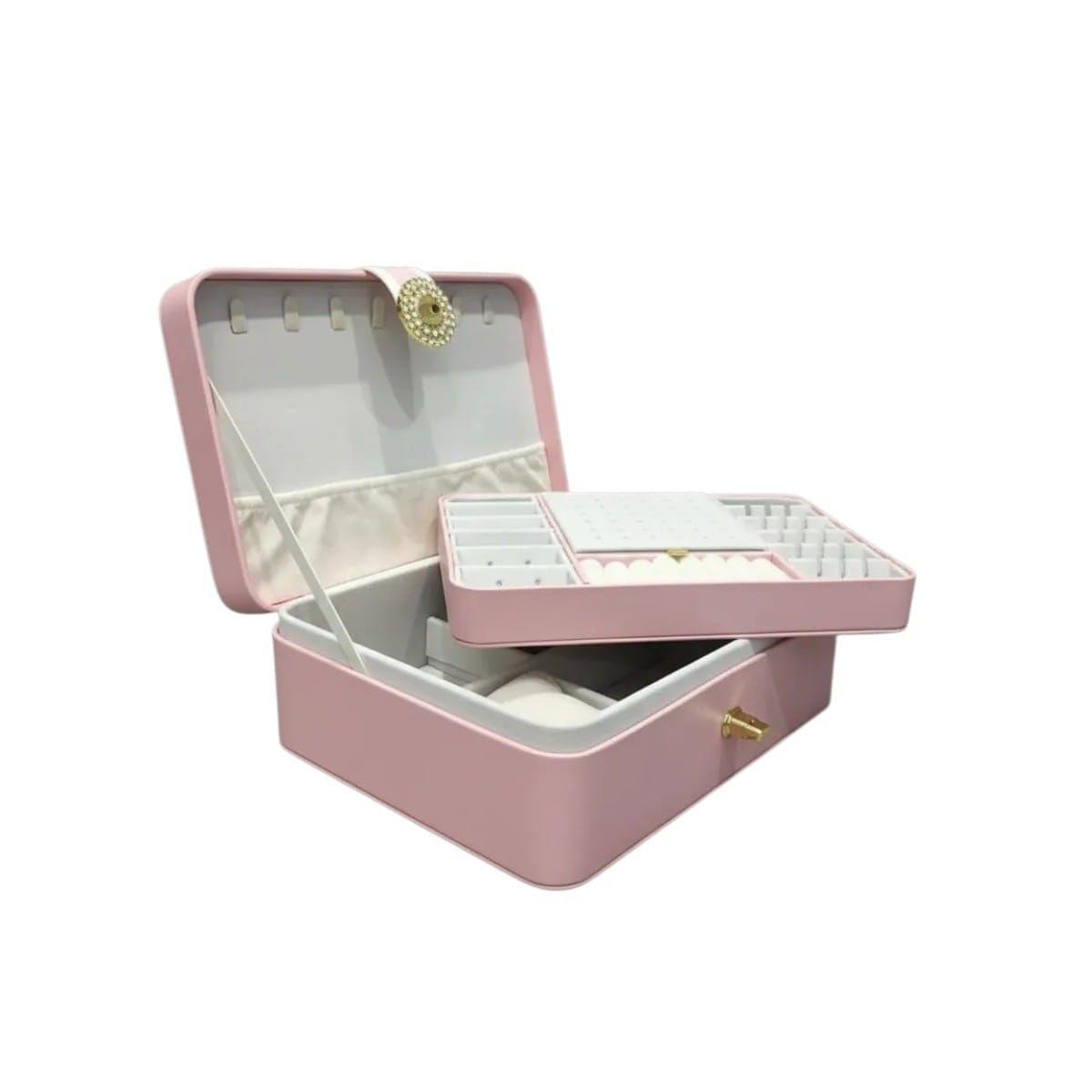 Caja Joyero Organizador Rosado Doble Nivel Port til-1