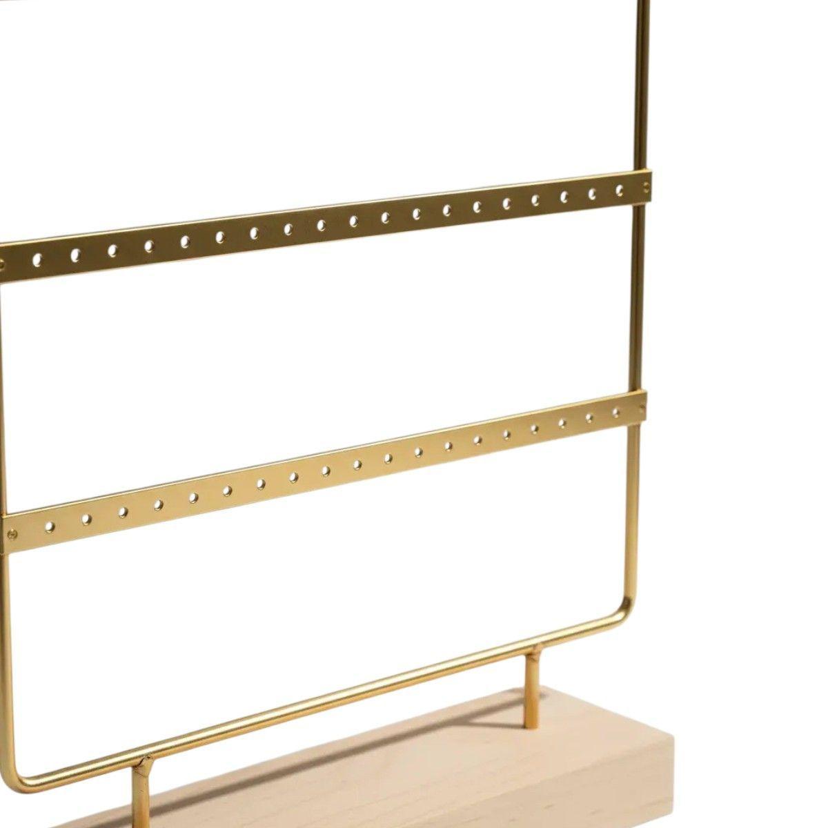 Organizador De Aros Dorado Con Base De Madera-2
