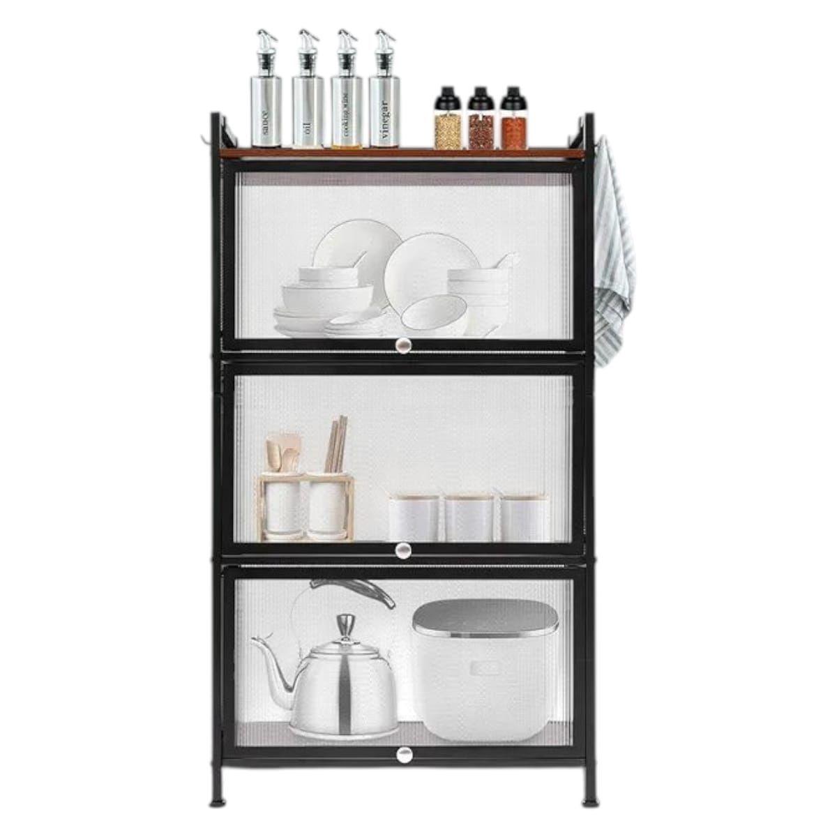 Vitrina Exhibidora Metálica de 3 Niveles con Puertas -1
