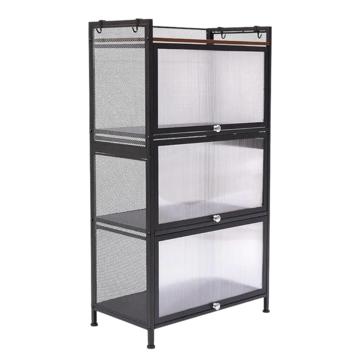 Vitrina Exhibidora Metálica de 3 Niveles con Puertas -2