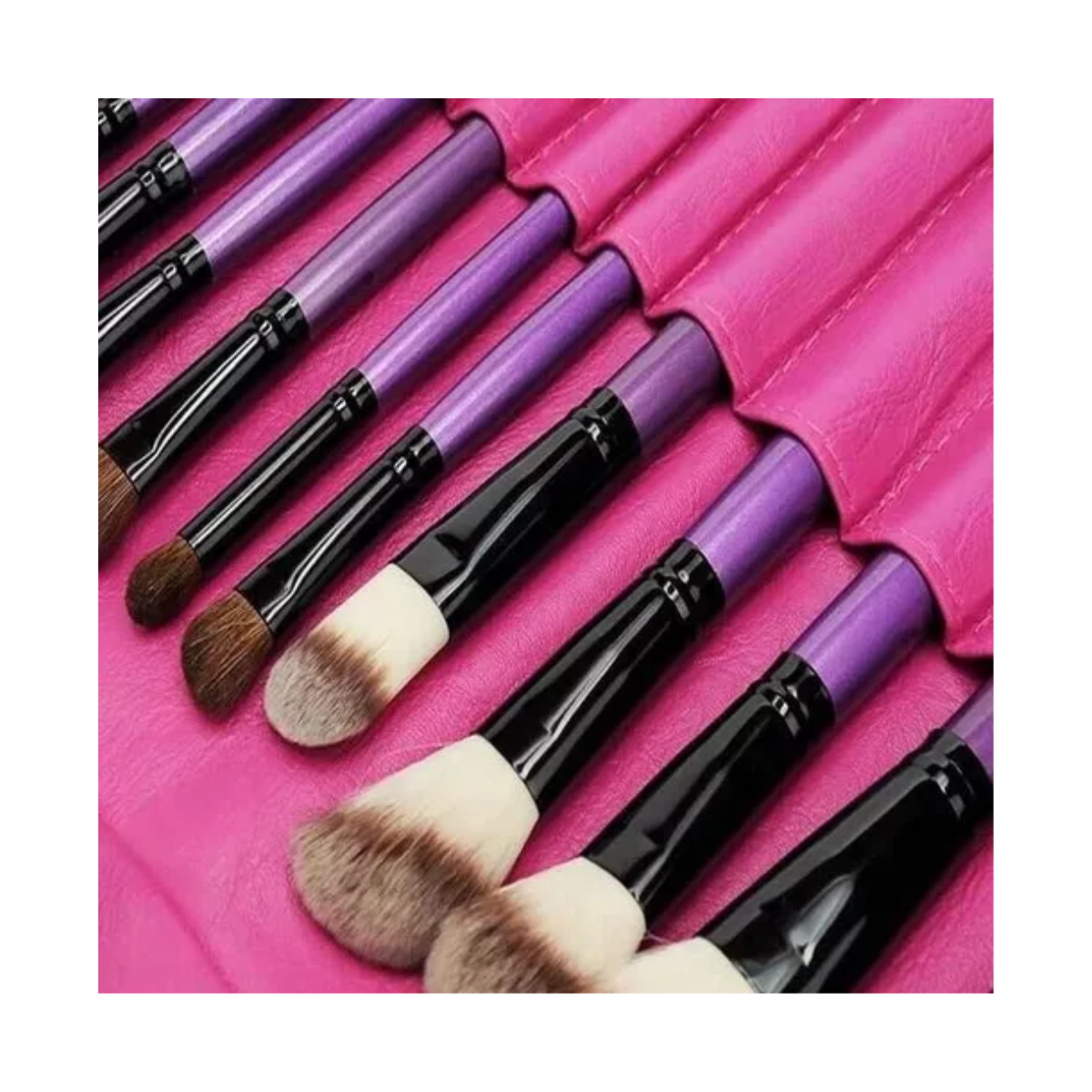 Set Profesional Manta Maquillaje 24 Brochas Rosada-2