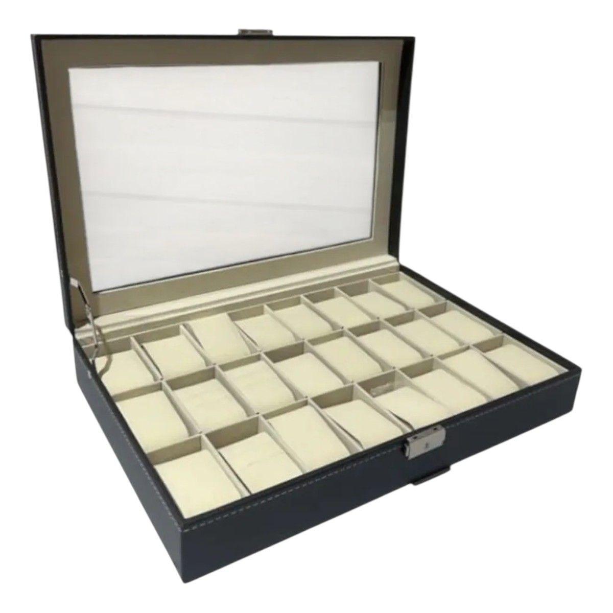Caja Organizadora para 24 Relojes con Tapa Transparente y Cerradura-1