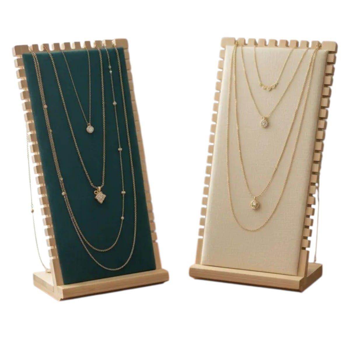 Exhibidor De Collares De Madera Y Terciopelo-0