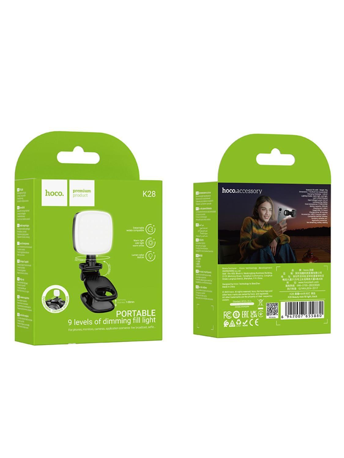 Lámpara para Celulares Hoco K28 LED Clip-On Streaming Recargable-3