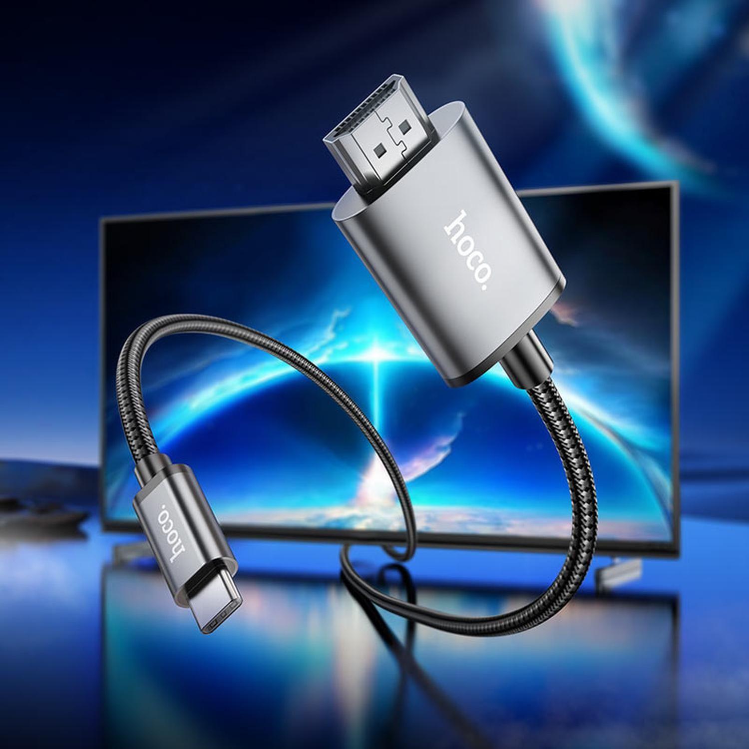 Cable USB-C a HDMI 4K UHD 2m Audio y Video — Hoco Modeki UA27-3