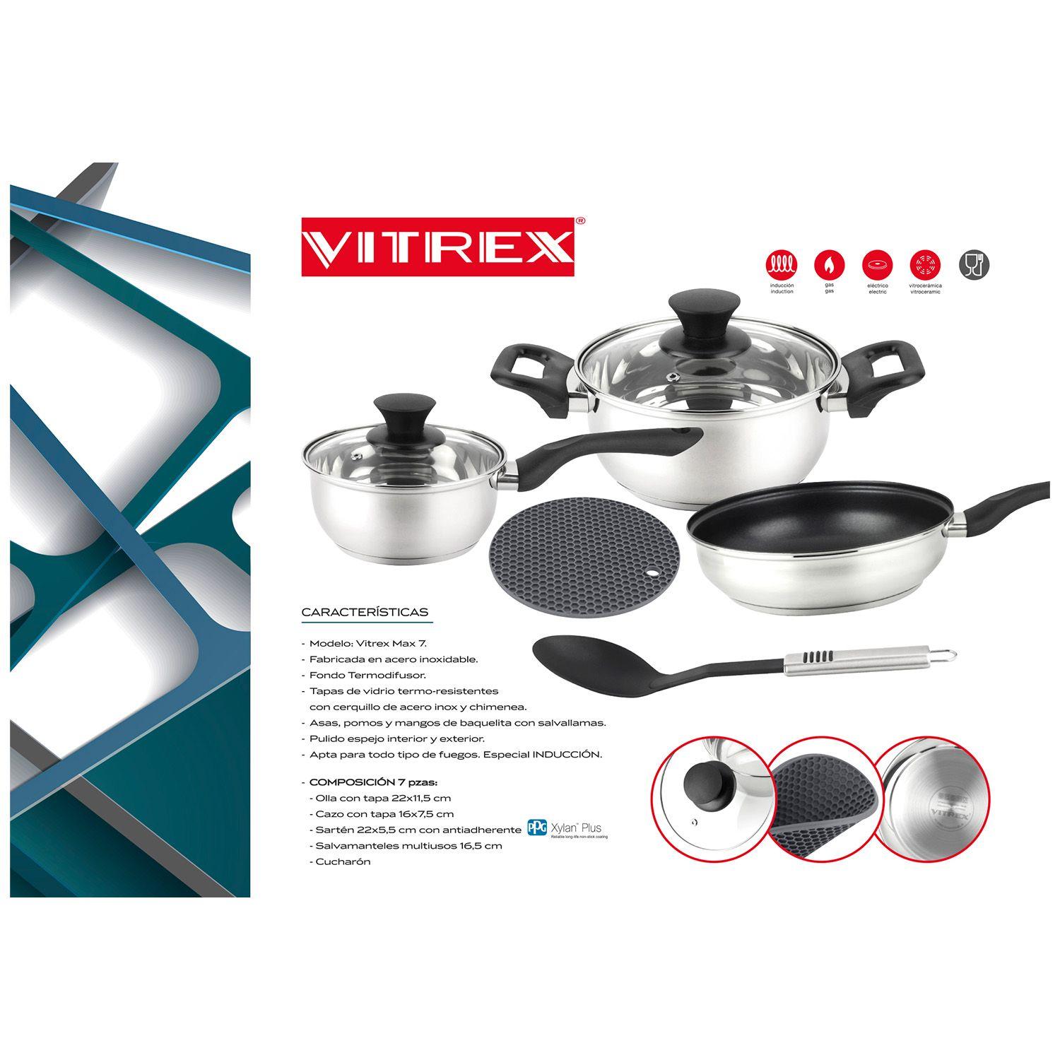 Bateria De Cocina Acero Inoxidable 7 piezas Vitrex-2