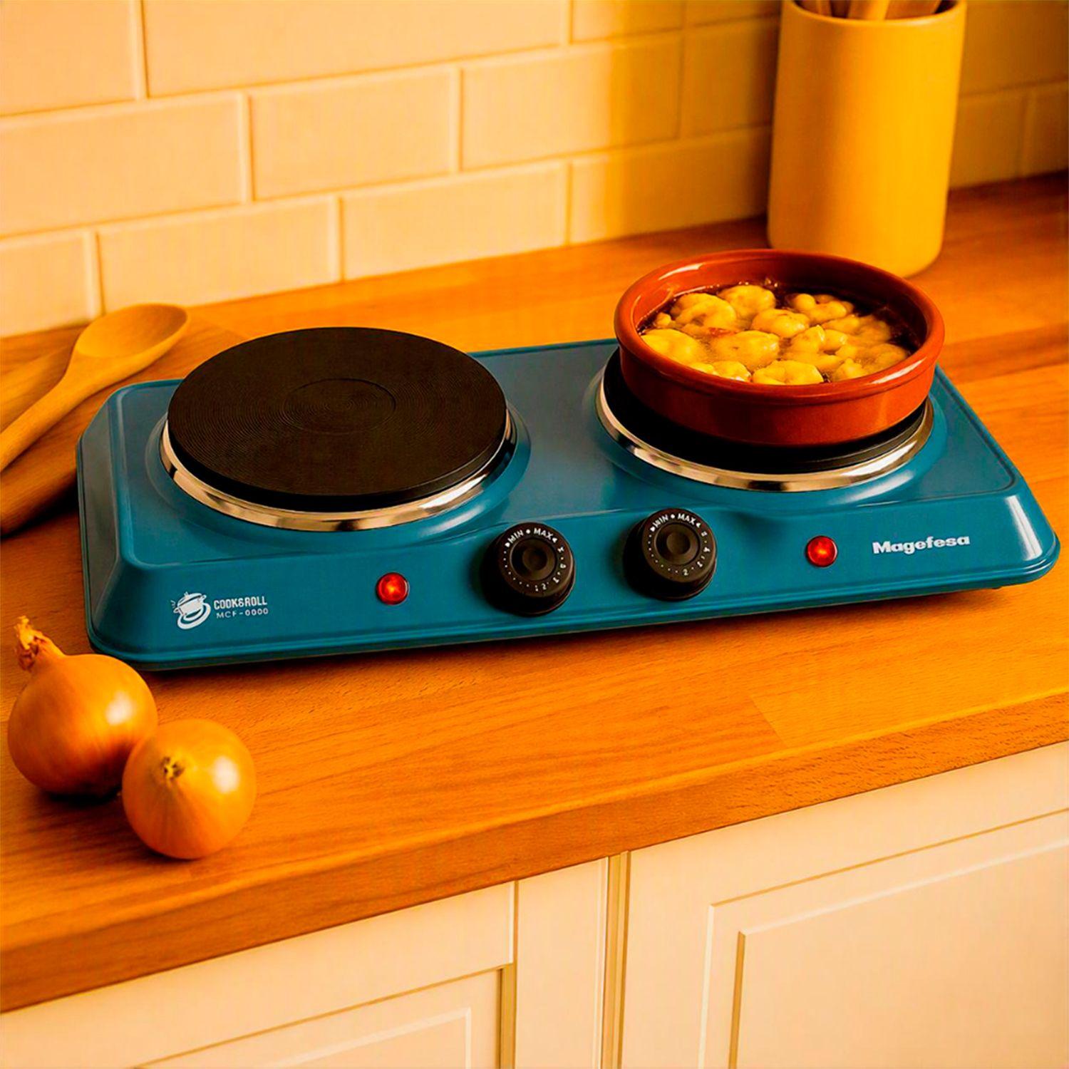 Cocina Electrica Encimera Magefesa 2 Platos 2000W Azul-3