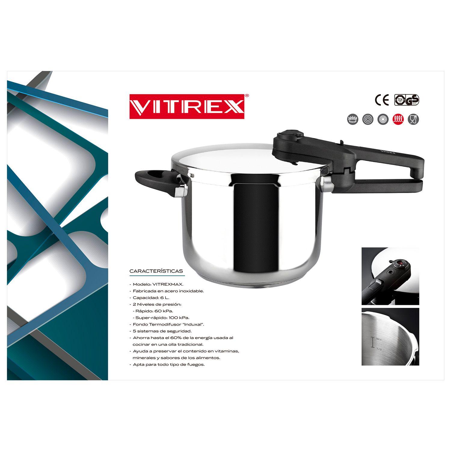 Olla a Presión Acero Inoxidable 6 Litros Vitrex-4
