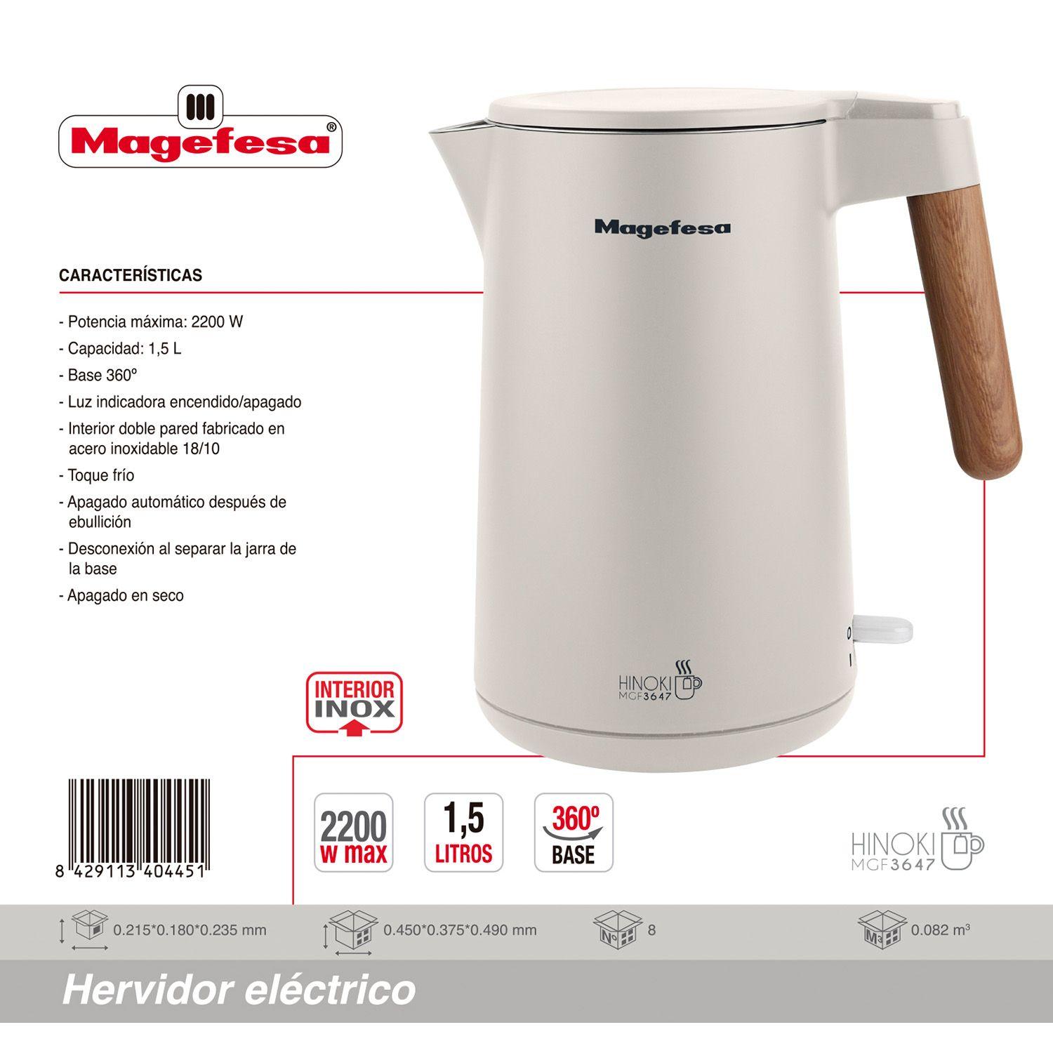 Hervidor Eléctrico Magefesa 1.5 L Hinoki 2.200W-2
