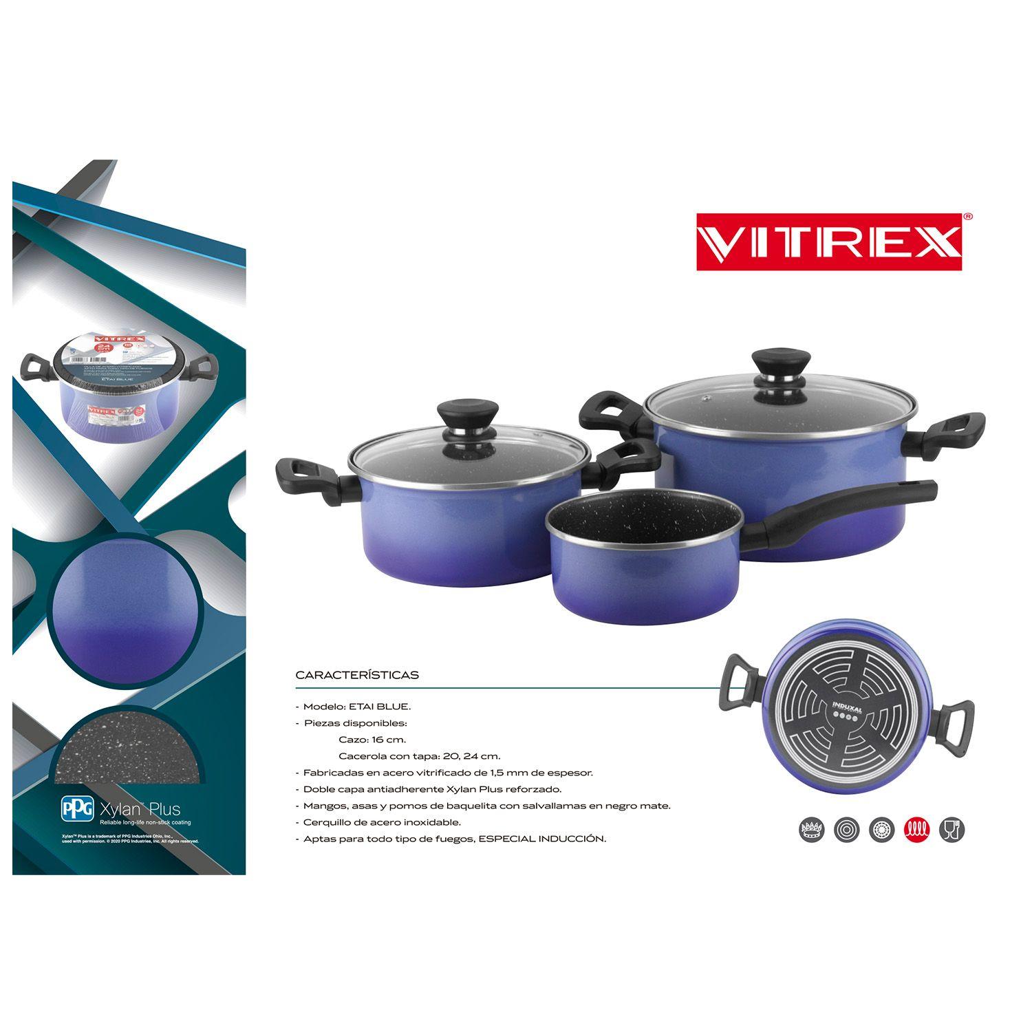 Olla De Acero Sin Tapa Vitrex Etai Blue 16CM-3