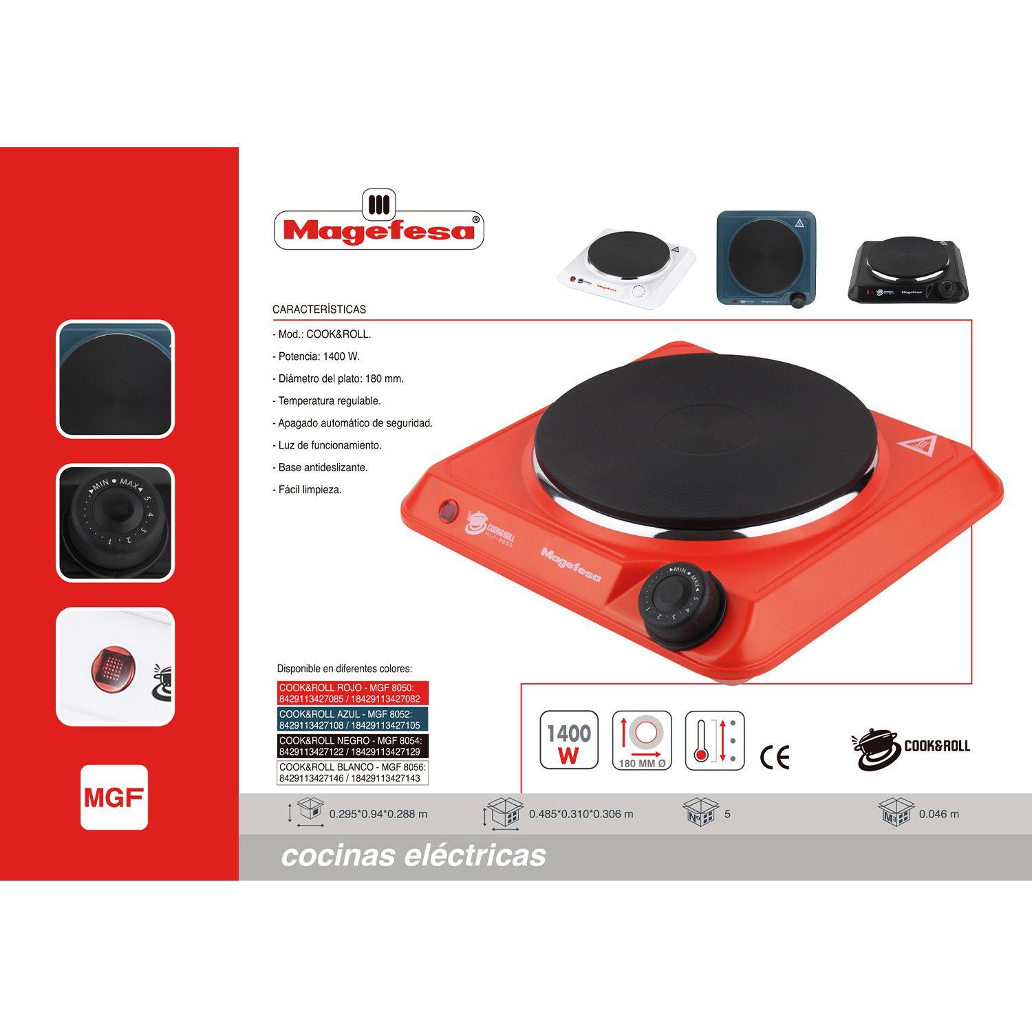 Cocina Electrica Encimera Magefesa 1 Plato 1400W Roja-4