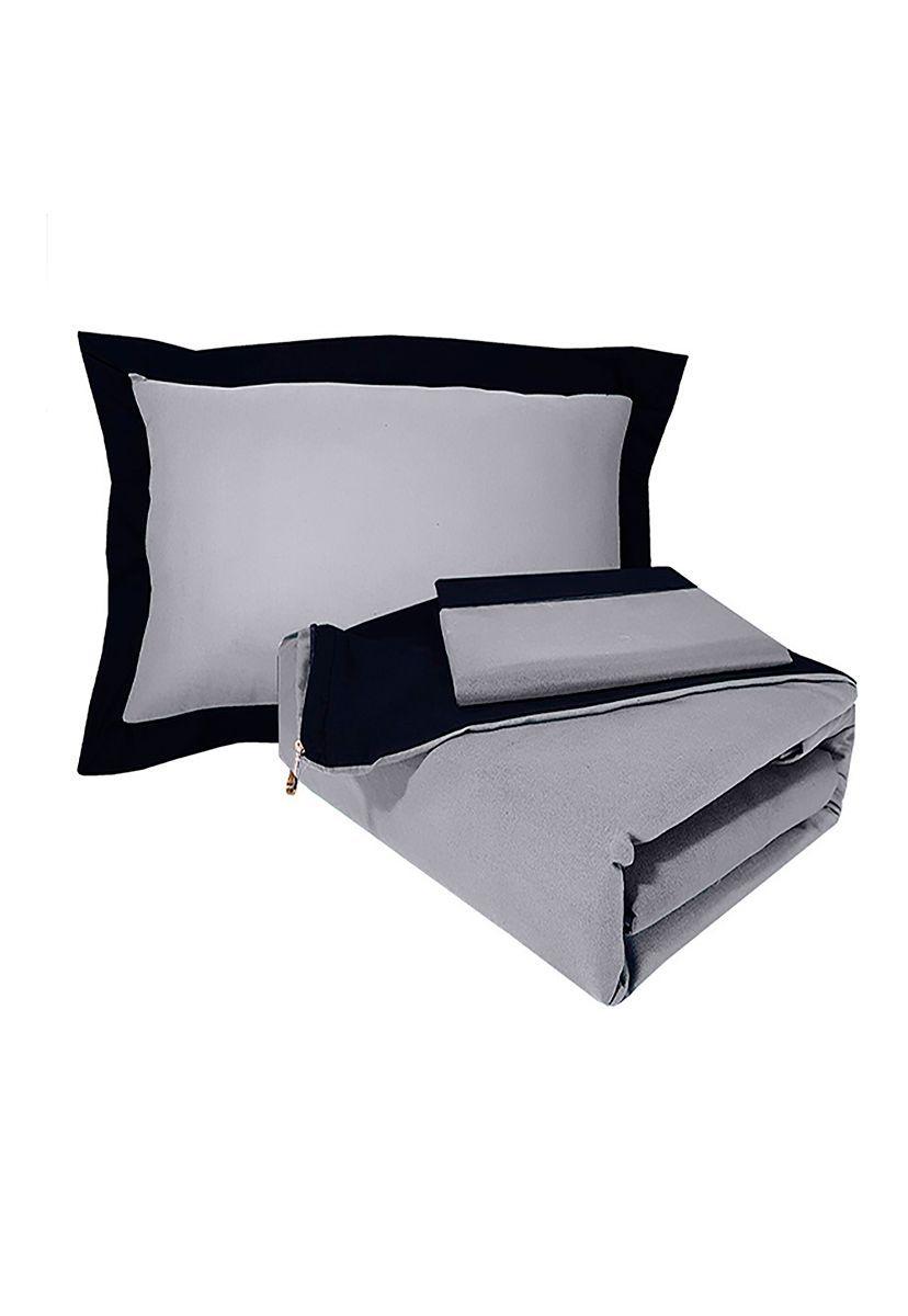 Funda de Plumón 2 plaza Bicolor Negro Gris 200 hilos-0