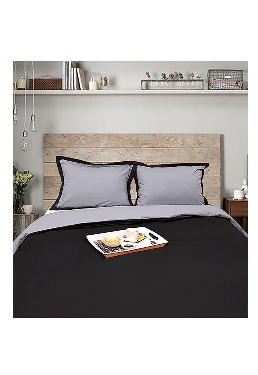 Funda de Plumón 2 plaza Bicolor Negro Gris 200 hilos-1