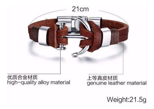 Pulsera De Caballero Ancla De Cuero Elegante Y Juvenil 24-5