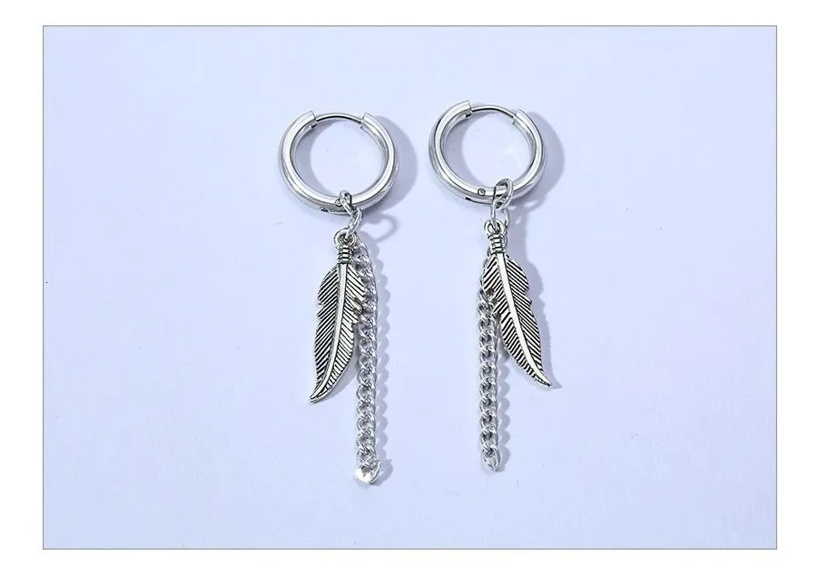 Aros Punk Plumas Silver Space Hombre Mujer-3