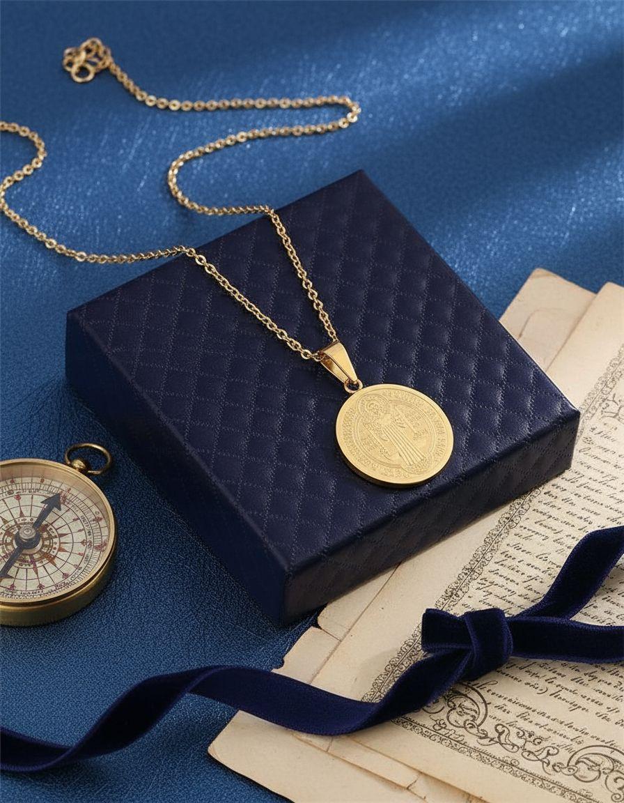 Collar Medalla Dije San Benito Hombre Mujer-8