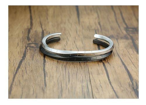 Pulsera Silver Envejecido Space Runas Vikingas Hombre-2