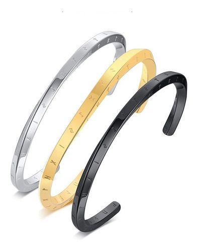 Pulsera Silver Envejecido Space Runas Vikingas Hombre-4