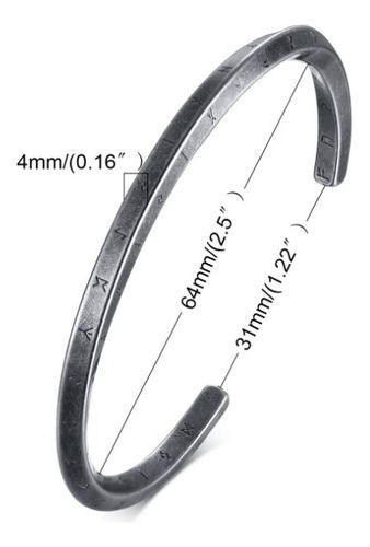 Pulsera Silver Envejecido Space Runas Vikingas Hombre-6
