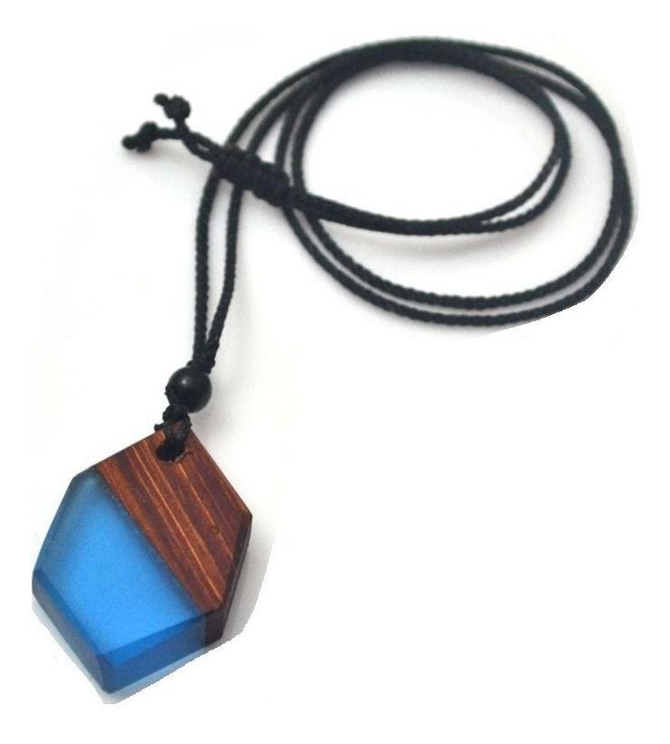 Collar De Madera Y Gel Resina Hombre Mujer Moda 2020 L-0