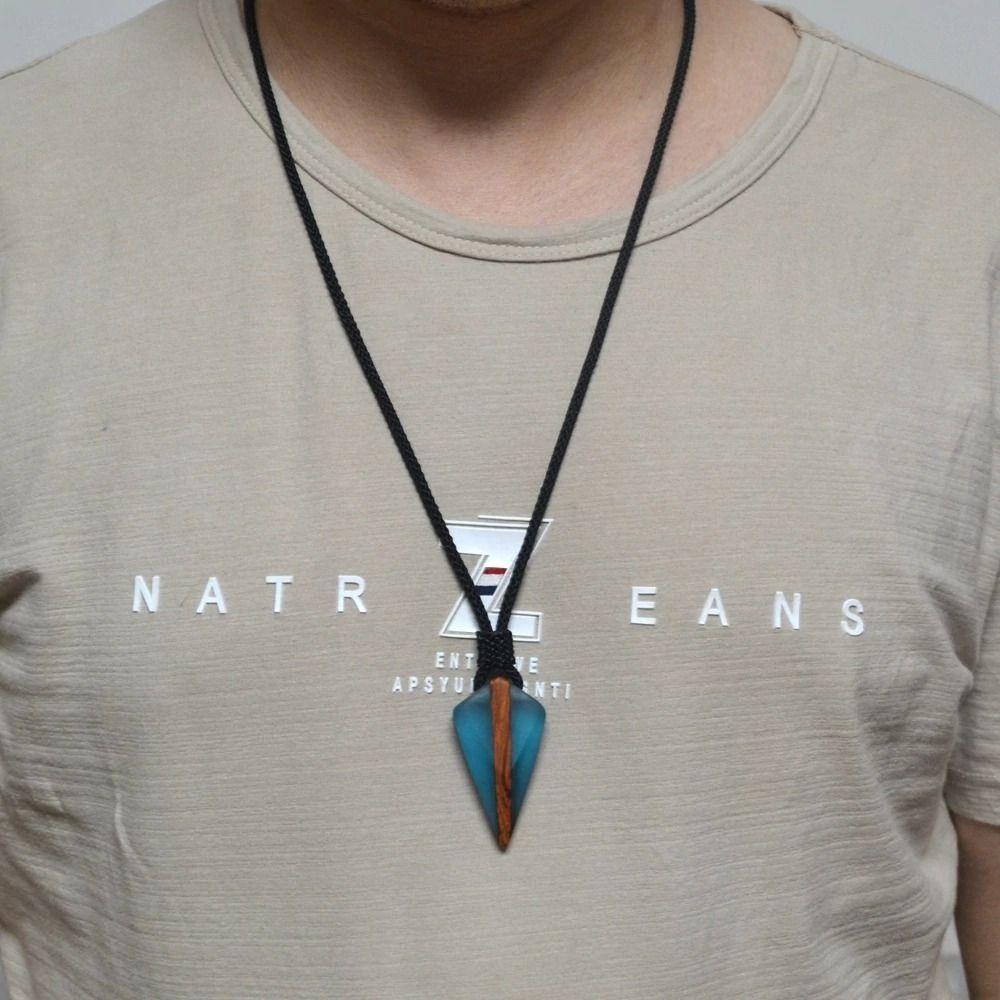 Collar De Madera Y Gel Resina Hombre Mujer Moda 2020 L-1