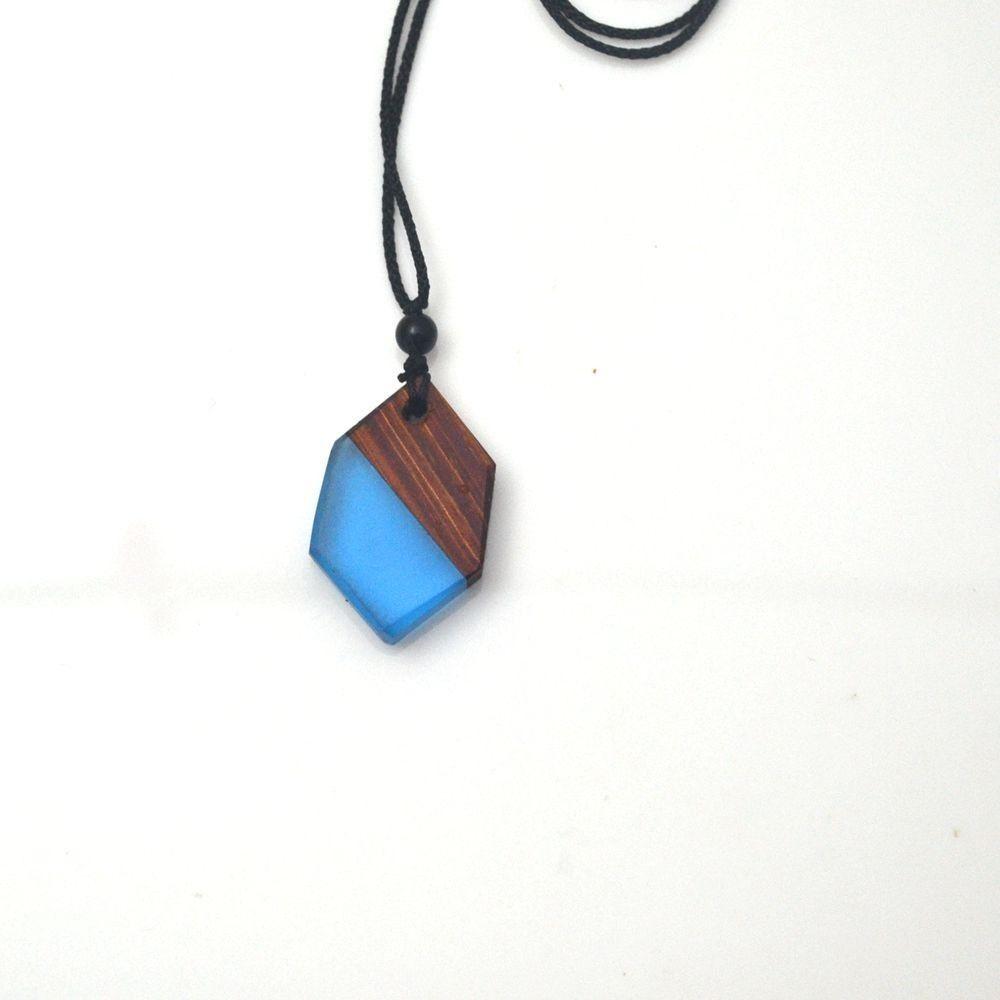 Collar De Madera Y Gel Resina Hombre Mujer Moda 2020 L-3