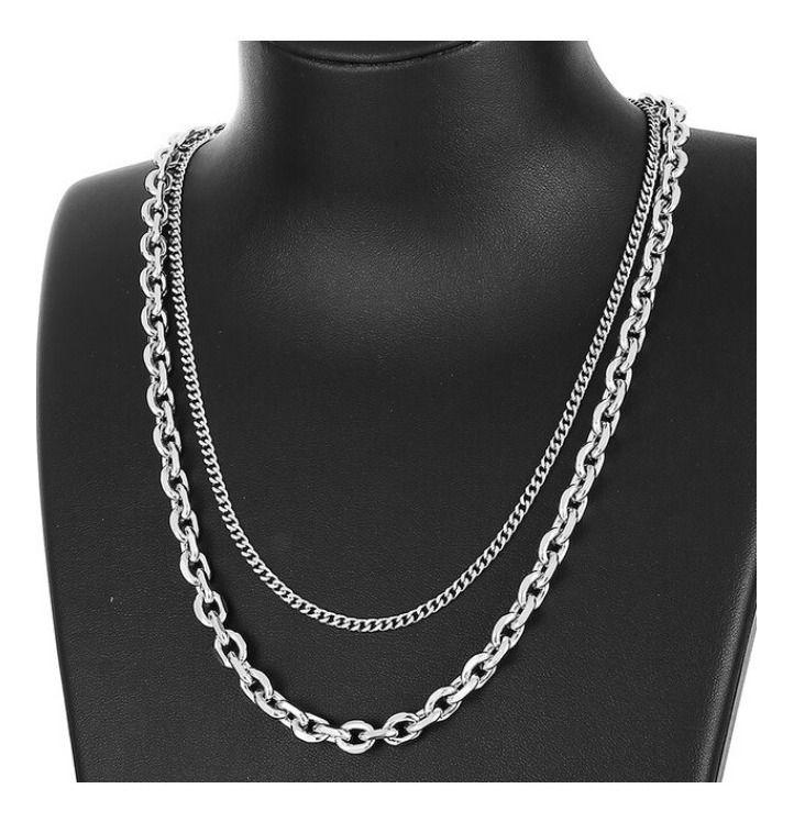 Collar Doble Acero Inoxidable Space Hombre Mujer-8