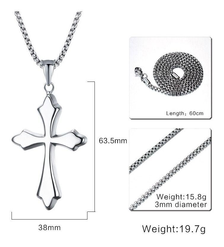 Collar Silver Titanio Cruz Hombre Mujer Moda 2022 Xxx-5