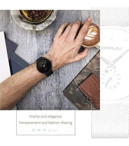 Reloj Crrju 2150 Original Social Casual Para Hombre, Color Bisel Dorado-2