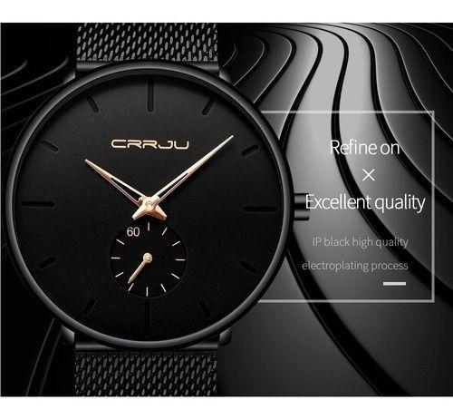 Reloj Crrju 2150 Original Social Casual Para Hombre, Color Bisel Dorado-3
