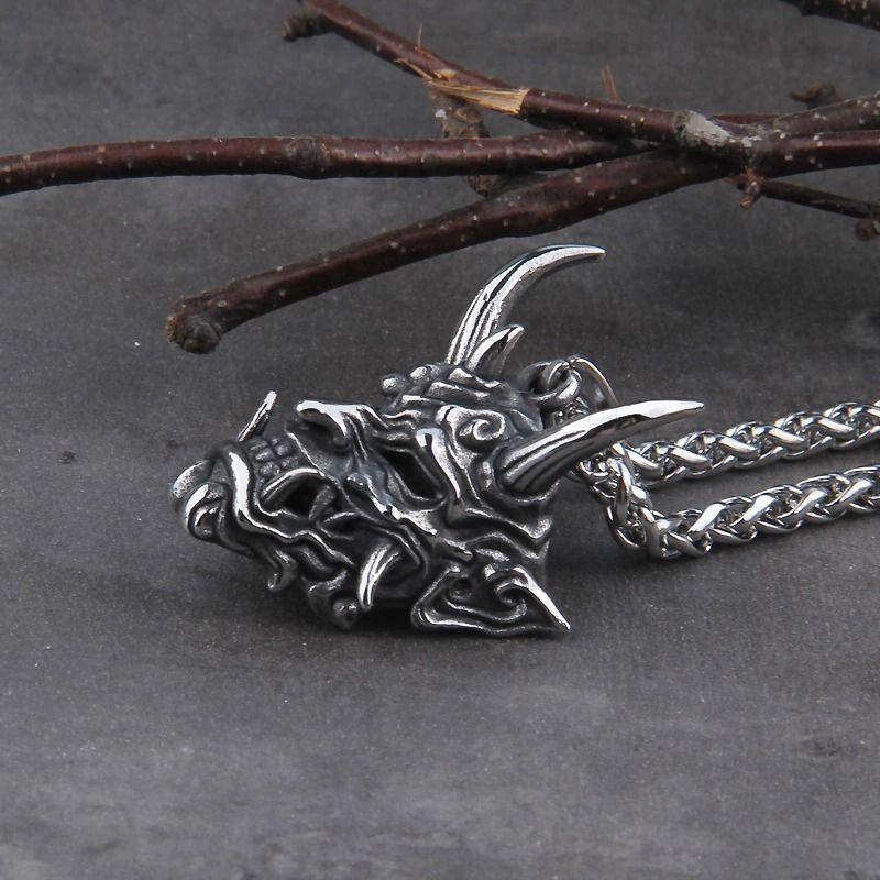 Collar Demonio Con Cuerno Silver Hombre Moda 2022-2