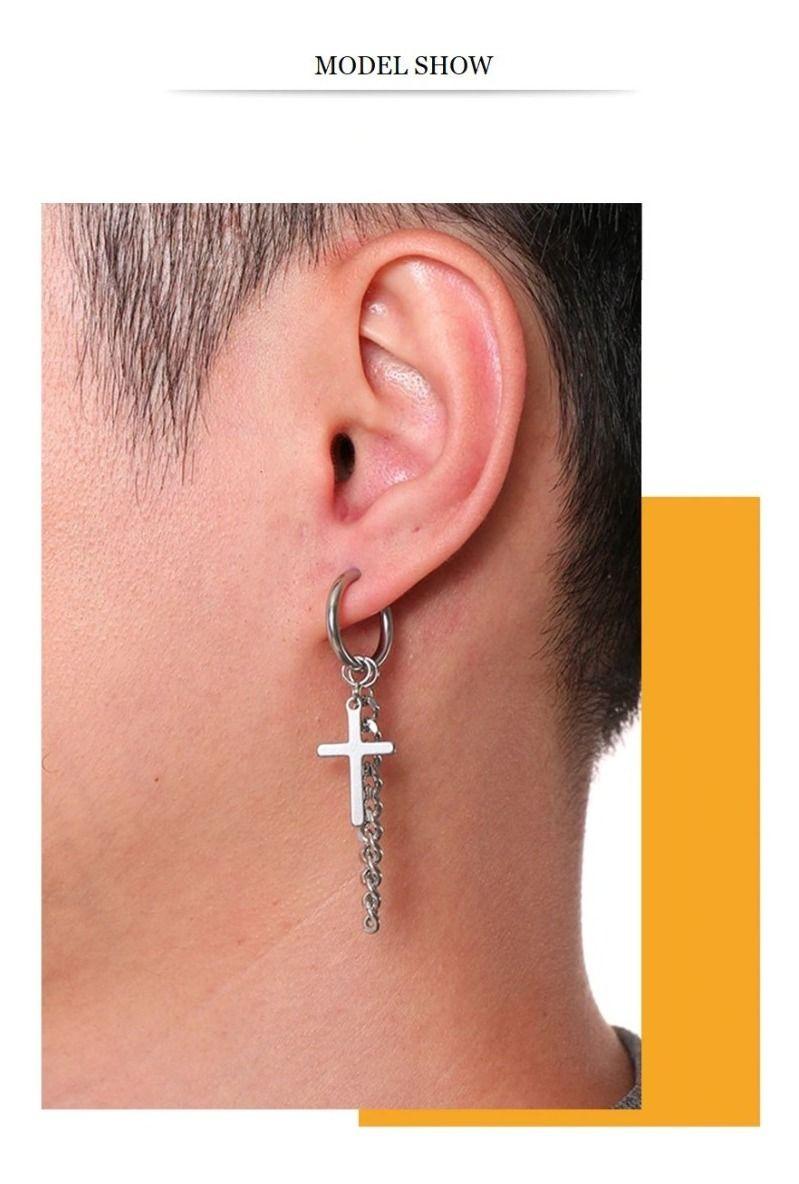 Aros Punk Cruz Silver Space Hombre Mujer Moda 2020--2