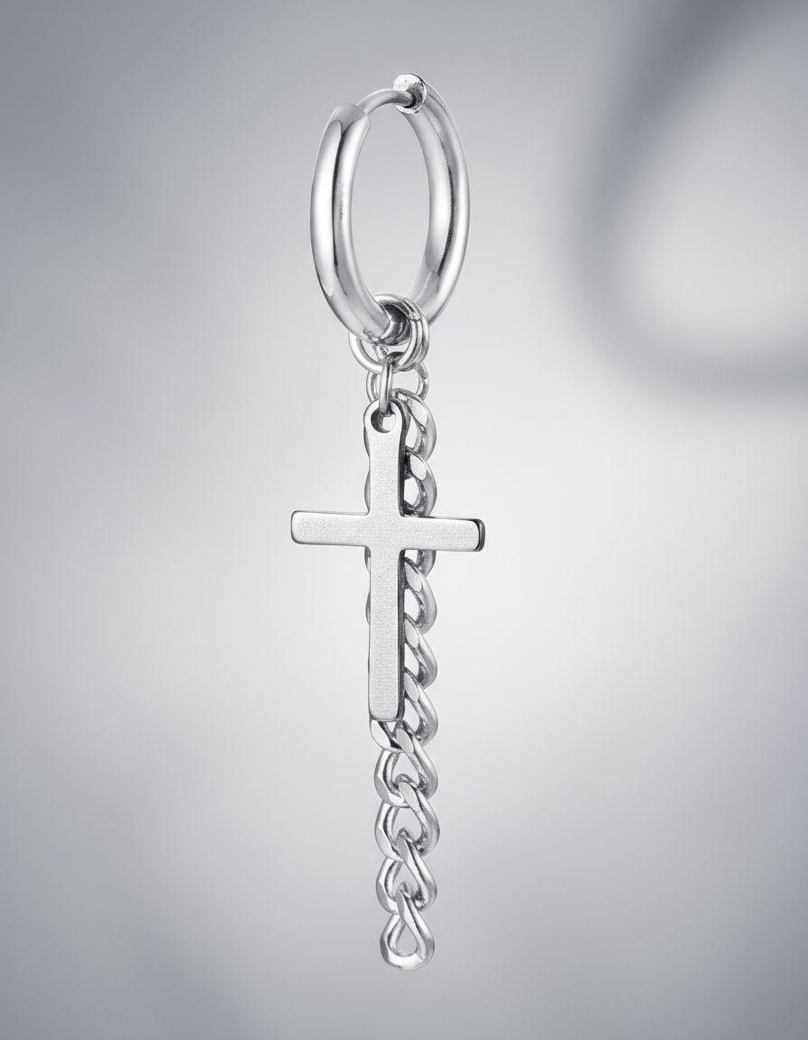 Aros Punk Cruz Silver Space Hombre Mujer Moda 2020--4