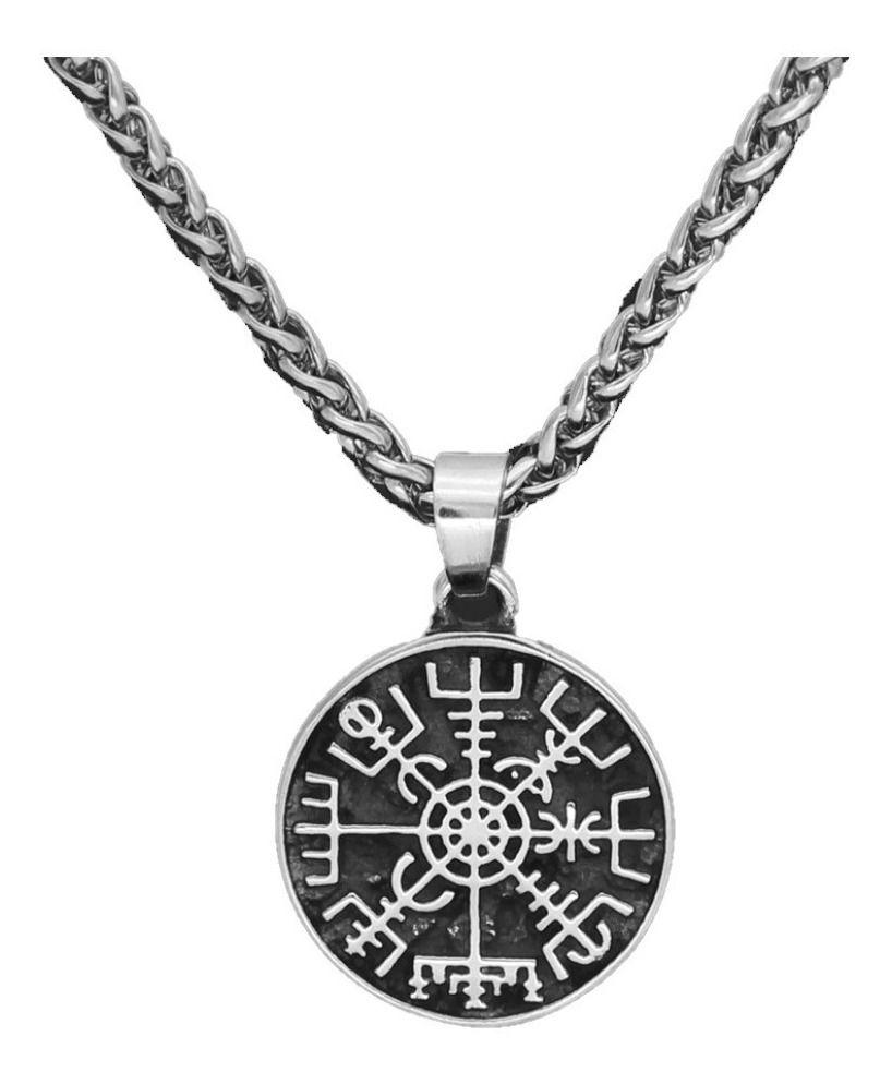 Collar Vegvisir Vikingo Titanio Moda Nordica Hombre Mujer-0