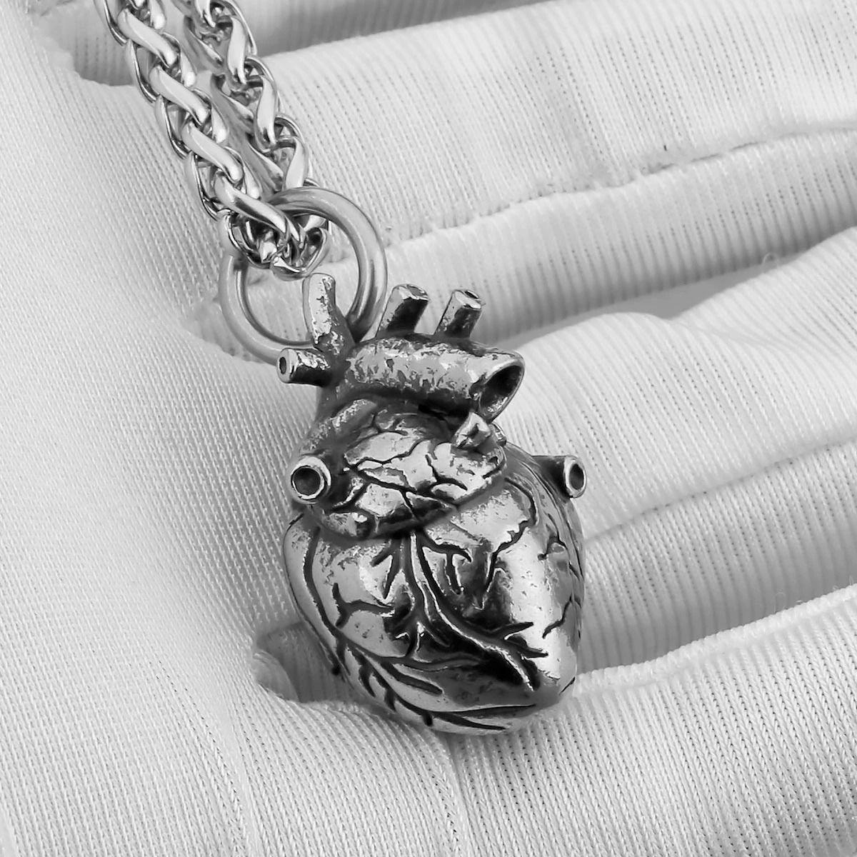 Collar De Corazón Titanio Hombre Mujer Style Vintage-3
